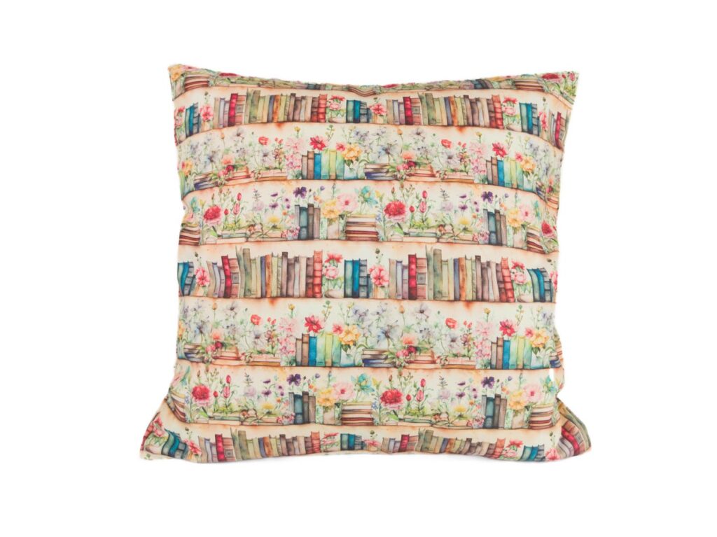 Kissenbezug 40x40cm – Bücherregal floral