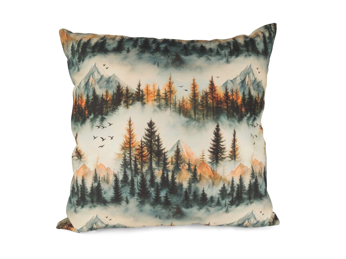 Kissenbezug 40x40cm – Nebelwald und Berge